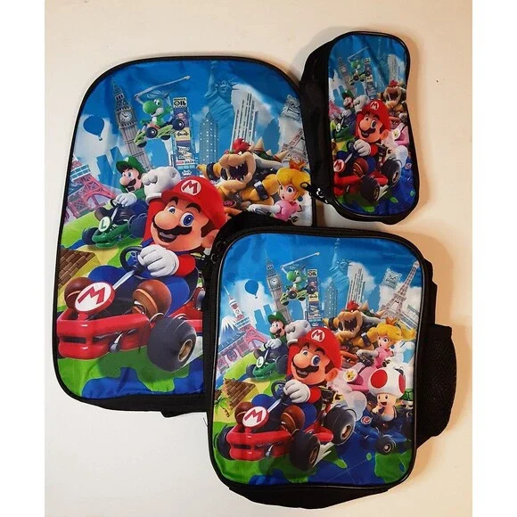 Mario Kart Backpack, Lunch Bag and Pencil Bag - Picture 1 of 3